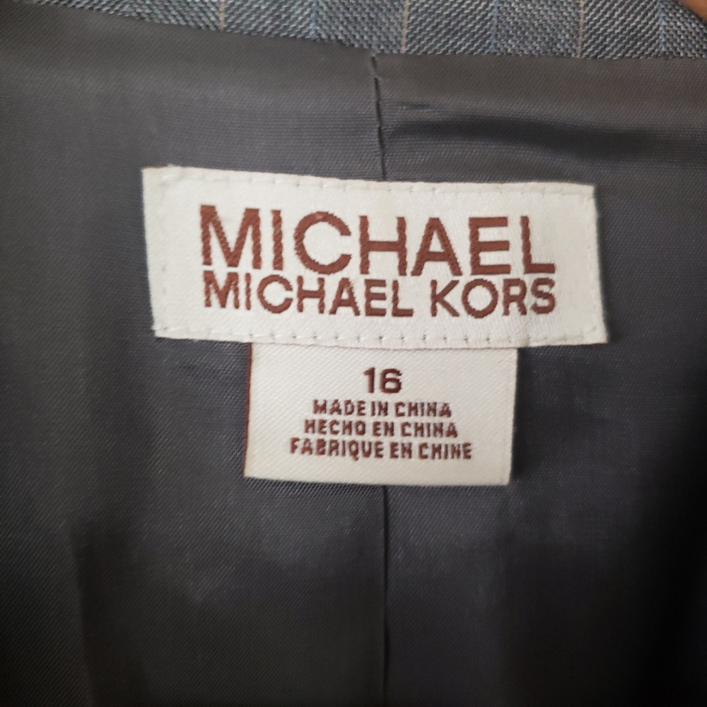 Michael Mk Wool Blend Gray Button Front Blazer 16 - image 4